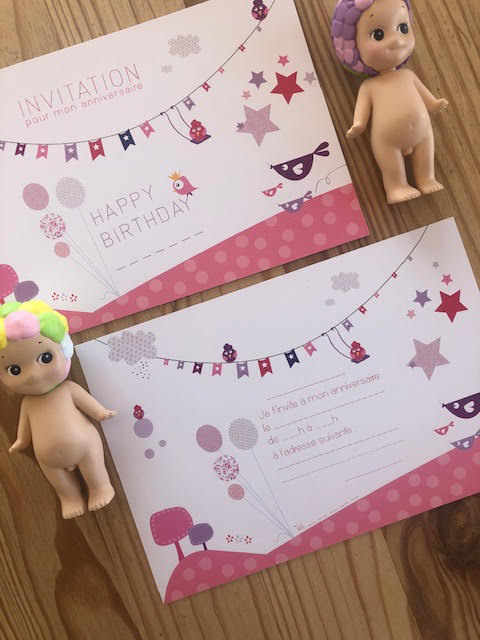 8 cartons d'invitation pour un anniversaire fille - Suite Créative